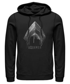 Men’s Zack Snyder Justice League Aquaman Silver Logo Pull Over Hoodie
