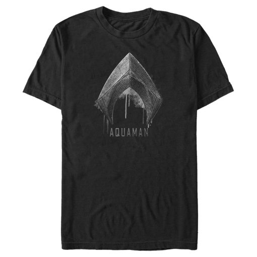 Men’s Zack Snyder Justice League Aquaman Silver Logo T-Shirt