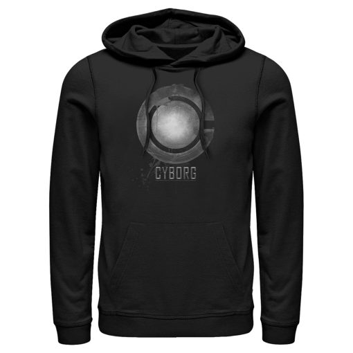 Men’s Zack Snyder Justice League Cyborg Silver Logo Pull Over Hoodie