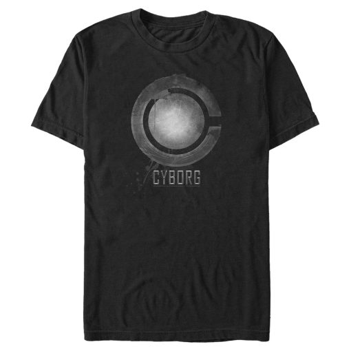 Men’s Zack Snyder Justice League Cyborg Silver Logo T-Shirt