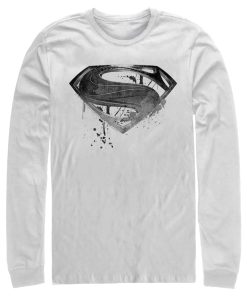 Men’s Zack Snyder Justice League Superman Silver Logo Long Sleeve Shirt