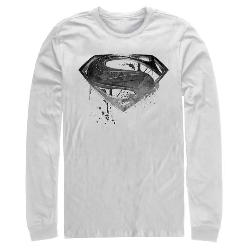 Men’s Zack Snyder Justice League Superman Silver Logo Long Sleeve Shirt