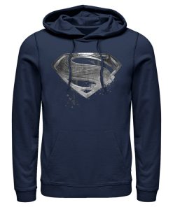 Men’s Zack Snyder Justice League Superman Silver Logo Pull Over Hoodie