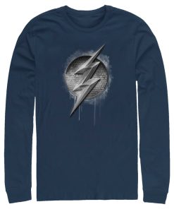 Men’s Zack Snyder Justice League The Flash Silver Logo Long Sleeve Shirt