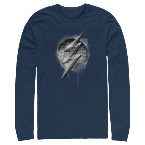 Men’s Zack Snyder Justice League The Flash Silver Logo Long Sleeve Shirt