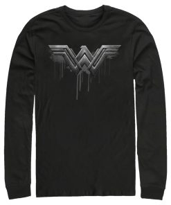 Men’s Zack Snyder Justice League Wonder Woman Silver Logo Long Sleeve Shirt