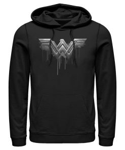Men’s Zack Snyder Justice League Wonder Woman Silver Logo Pull Over Hoodie