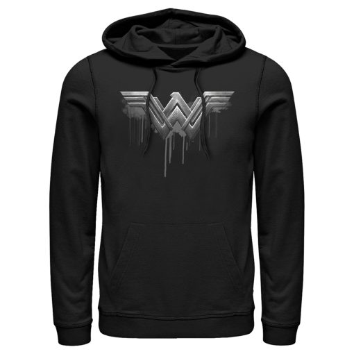 Men’s Zack Snyder Justice League Wonder Woman Silver Logo Pull Over Hoodie