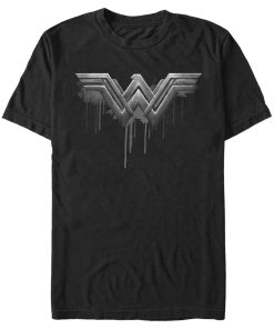 Men’s Zack Snyder Justice League Wonder Woman Silver Logo T-Shirt