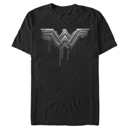 Men’s Zack Snyder Justice League Wonder Woman Silver Logo T-Shirt