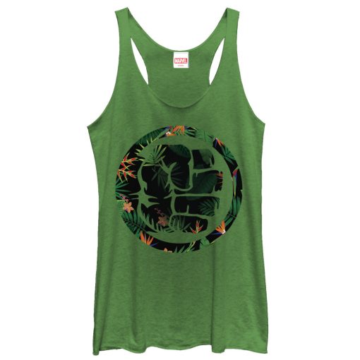 Women’s Marvel Hulk Floral Print Racerback Tank Top