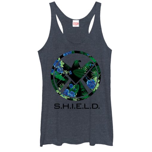 Women’s Marvel S.H.I.E.L.D Tropical Print Logo Racerback Tank Top