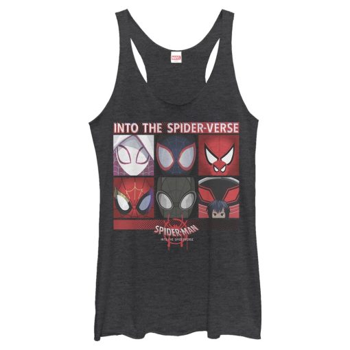 Women’s Marvel Spider-Man Into the Spider-Verse Mask Collage Racerback Tank Top