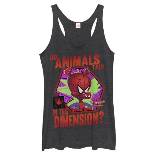 Women’s Marvel Spider-Man Into the Spider-Verse Spider-Ham Animals Talk Racerback Tank Top