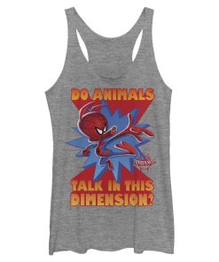 Women’s Marvel Spider-Man Into the Spider-Verse Spider-Ham Do Animals Talk Racerback Tank Top
