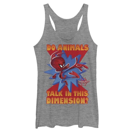 Women’s Marvel Spider-Man Into the Spider-Verse Spider-Ham Do Animals Talk Racerback Tank Top