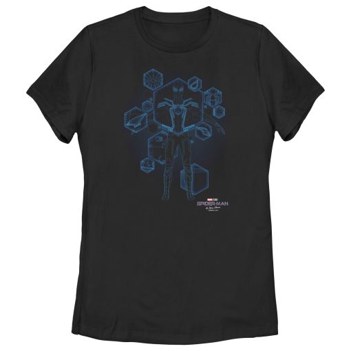 Women’s Marvel Spider-Man No Way Home Black Suit Blueprint T-Shirt