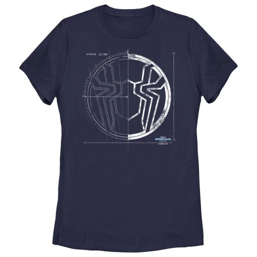 Women’s Marvel Spider-Man No Way Home Spider Icon Blueprint T-Shirt