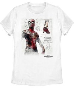 Women’s Marvel Spider-Man Now Way Home Integrated Suit Sketch T-Shirt