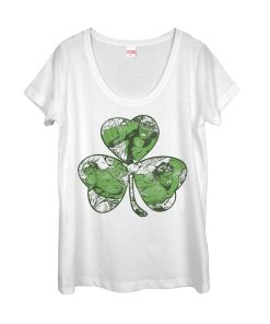 Women’s Marvel St. Patrick’s Day Hulk Vintage Clover Scoop Neck