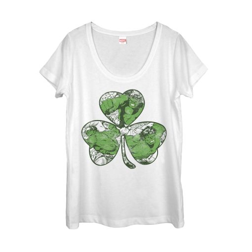 Women’s Marvel St. Patrick’s Day Hulk Vintage Clover Scoop Neck