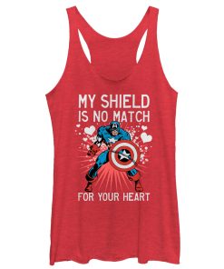 Women’s Marvel Valentine Captain America No Shield For Heart Racerback Tank Top