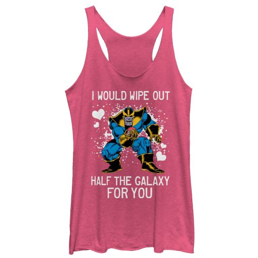 Women’s Marvel Valentine Thanos Wipe Out Galaxy for You Racerback Tank Top