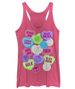 Women’s Marvel Valentine’s Day Candy Heart Heroes Racerback Tank Top