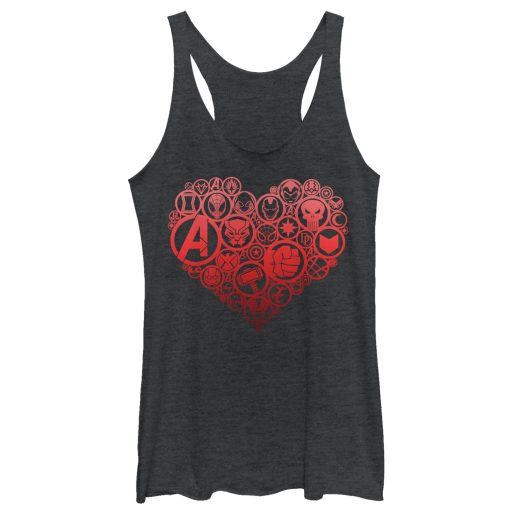 Women’s Marvel Valentine’s Day Hero Icon Heart Racerback Tank Top