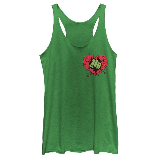 Women’s Marvel Valentine’s Day Hulk Heart Smash Racerback Tank Top