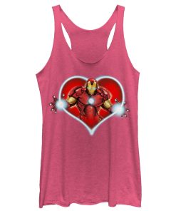 Women’s Marvel Valentine’s Day Iron Man Heart Frame Racerback Tank Top