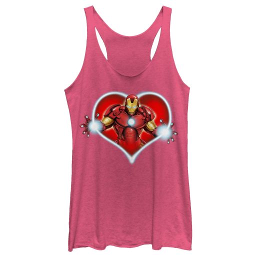 Women’s Marvel Valentine’s Day Iron Man Heart Frame Racerback Tank Top