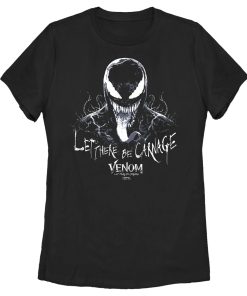 Women’s Marvel Venom Let There be Carnage Black and White T-Shirt