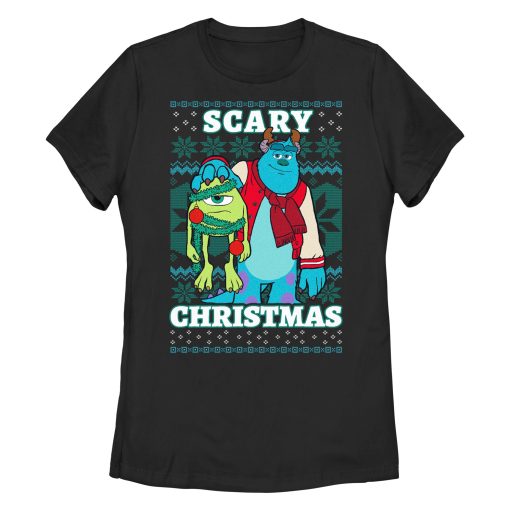 Women’s Monsters Inc Monsters Inc. Mike and Sully Scary Christmas T-Shirt