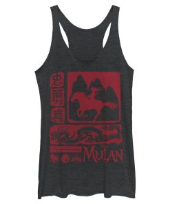 Women’s Mulan Watercolor Scrolls Racerback Tank Top