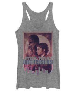 Women’s Solo A Star Wars Story Han Chewie Trust Us Racerback Tank Top