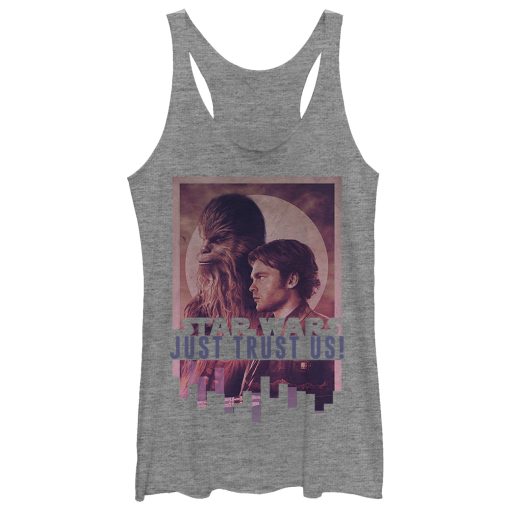 Women’s Solo A Star Wars Story Han Chewie Trust Us Racerback Tank Top