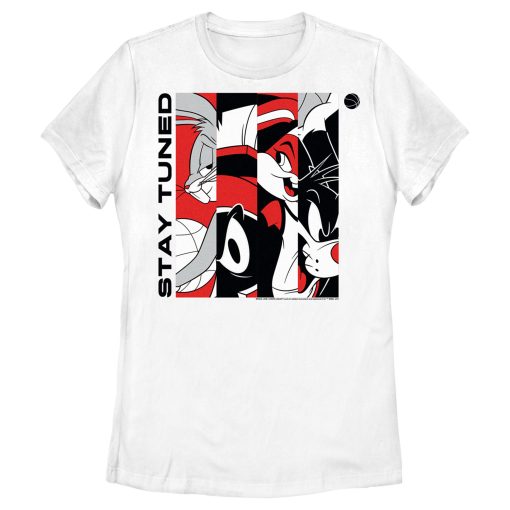 Women’s Space Jam A New Legacy Stay Tuned Panels Red and Black T-Shirt