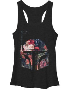 Women’s Star Wars Boba Fett Floral Print Helmet Racerback Tank Top