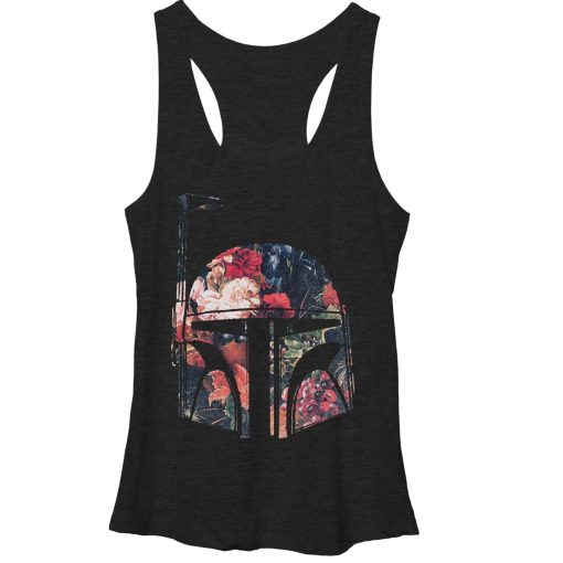 Women’s Star Wars Boba Fett Floral Print Helmet Racerback Tank Top