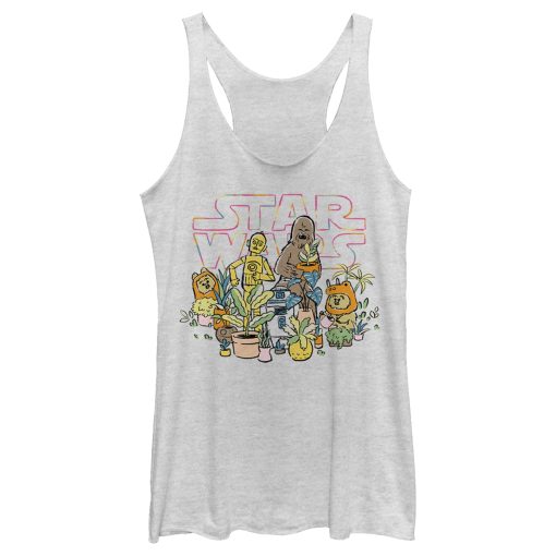 Women’s Star Wars C-3PO And Chewbacca Plant Doodle Racerback Tank Top