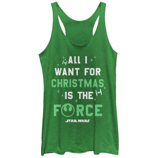 Women’s Star Wars Christmas I Want Force Racerback Tank Top