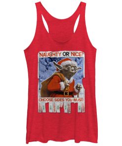 Women’s Star Wars Christmas Yoda Naughty or Nice Racerback Tank Top