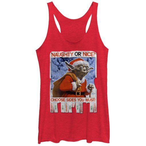 Women’s Star Wars Christmas Yoda Naughty or Nice Racerback Tank Top