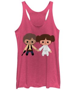 Women’s Star Wars Cute Cartoon Han Leia Love Racerback Tank Top