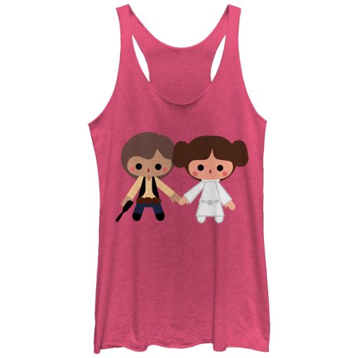 Women’s Star Wars Cute Cartoon Han Leia Love Racerback Tank Top