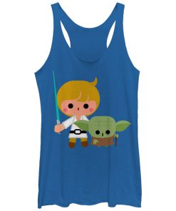 Women’s Star Wars Cute Cartoon Luke Yoda Racerback Tank Top