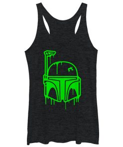 Women’s Star Wars Halloween Dripping Boba Fett Helmet Racerback Tank Top