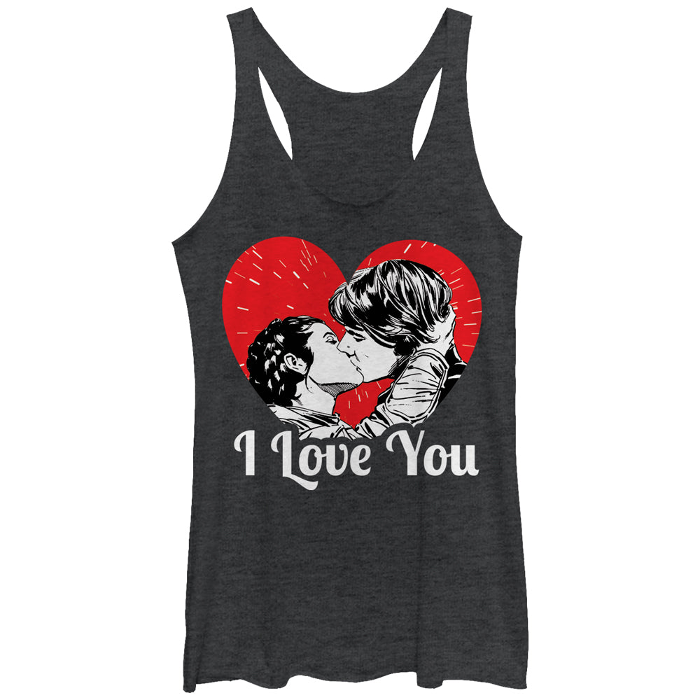 Women's Star Wars Han and Leia I Love You Heart Racerback Tank Top Women's Star Wars Han and Leia I Love You Heart Racerback Tank Top