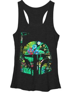 Women’s Star Wars Hawaiian Print Boba Fett Helmet Racerback Tank Top
